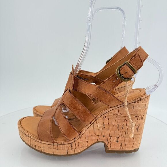 Born Bernese Womens Sandal Size 10 Brown Leather Wedge Heel Open Toe Retro Caged - Picture 5 of 14